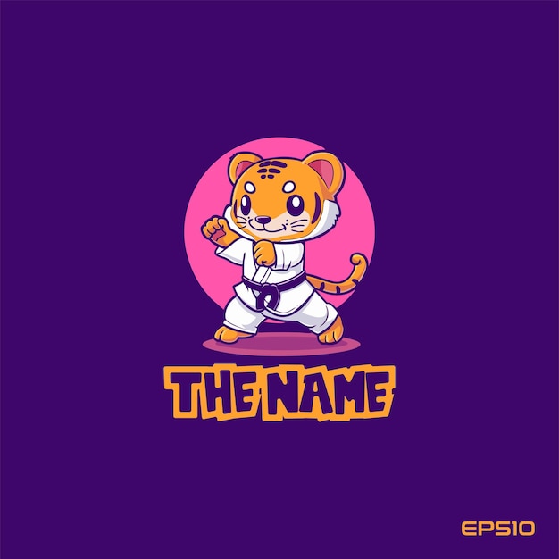 Karate tiger logo vector mascot character cartoon illustration eps10