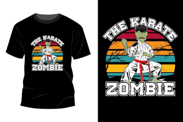 The karate zombie t-shirt mockup design vintage retro