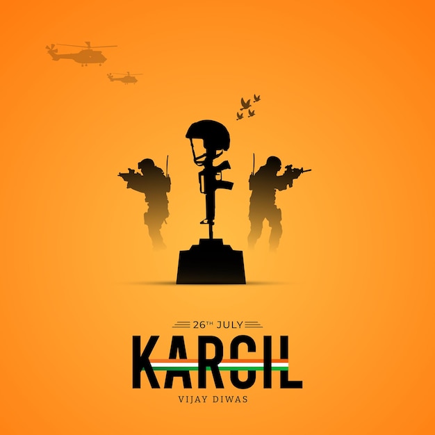 Kargil Vijay Diwas Design Concept With Indian Flag and Army Social Media Post