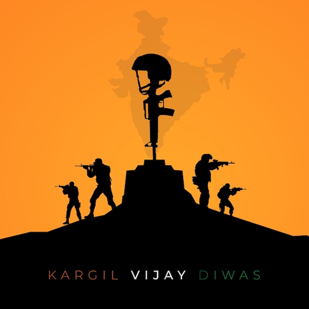 Kargil Vijay Diwas Design Concept With Indian Flag and Army Social Media Post