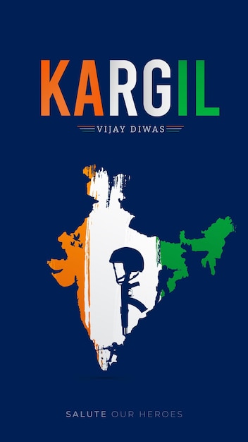 Kargil Vijay Diwas Design Concept with Indian Flag and Army stories template