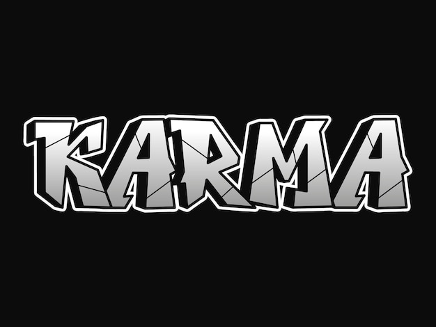 Karma word trippy psychedelic graffiti style letters