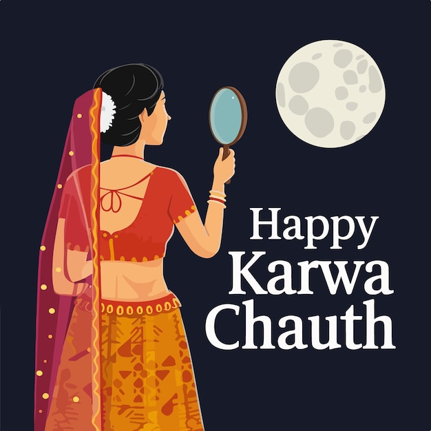 Vector karwa chauth indian religious festival concept