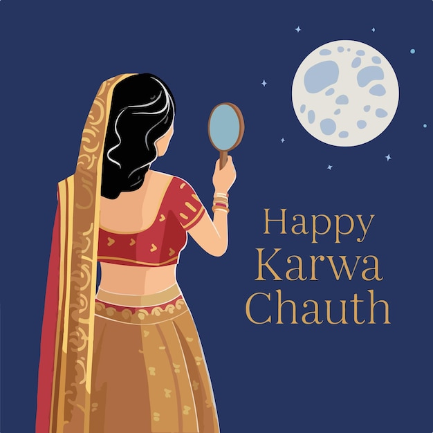 Vector karwa chauth indian religious festival concept