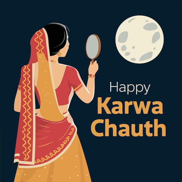 Vector karwa chauth indian religious festival concept