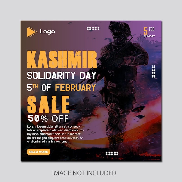 Kashmir day sale instagram and social media poster design template