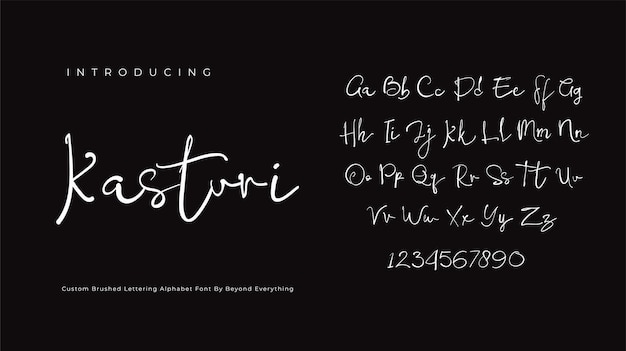 Kasturi signature font script brushed alphabet