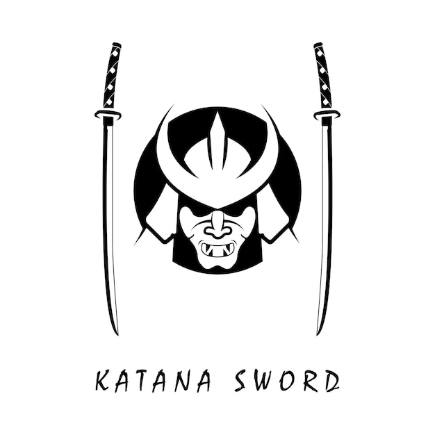 Katana sword logo vintage vector illustration design modern japanese sword of katana logo concept