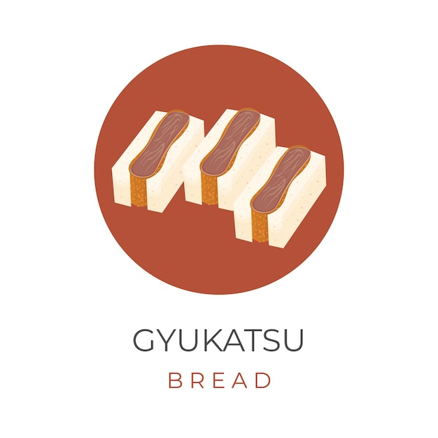 Katsu Sando Or Katsu Sandwich Vector Illustration Logo With Katsu Meat Filling