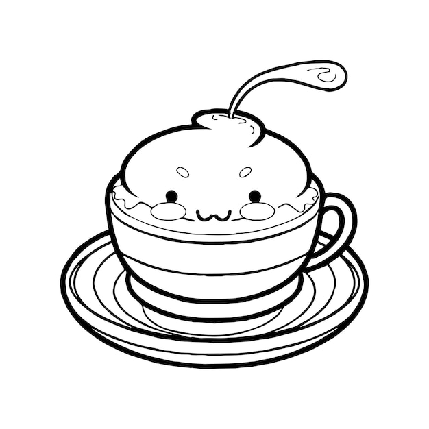 Kawai food coloring pages Food outline for coloring book