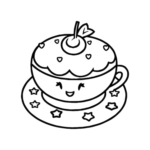 Kawai food coloring pages Food outline for coloring book