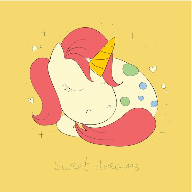 Kawai illustration cute unicorn pony