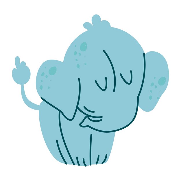 Vector kawaii animal character elephant isolated