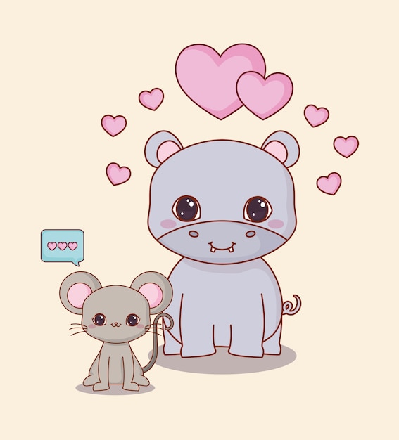 Kawaii animals and love