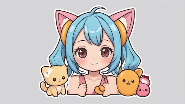 Vector kawaii anime character vector isolated