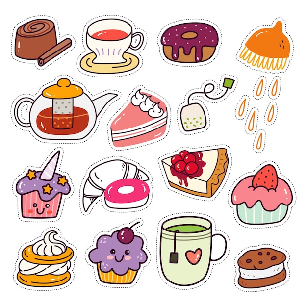 Kawaii Bread Cake and beverage Sticker Set