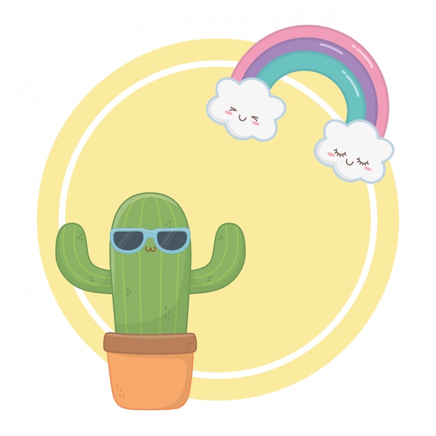 Kawaii of cactus cartoon