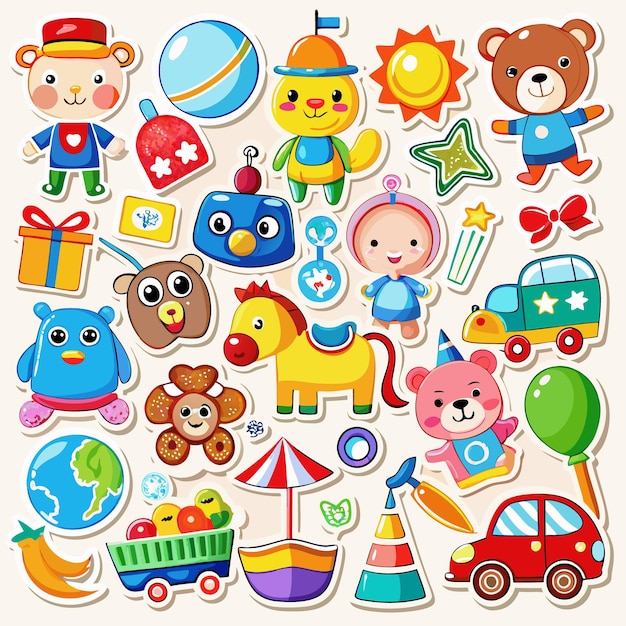 Kawaii Cartoon Stickers Adorable Space and Toy Characters