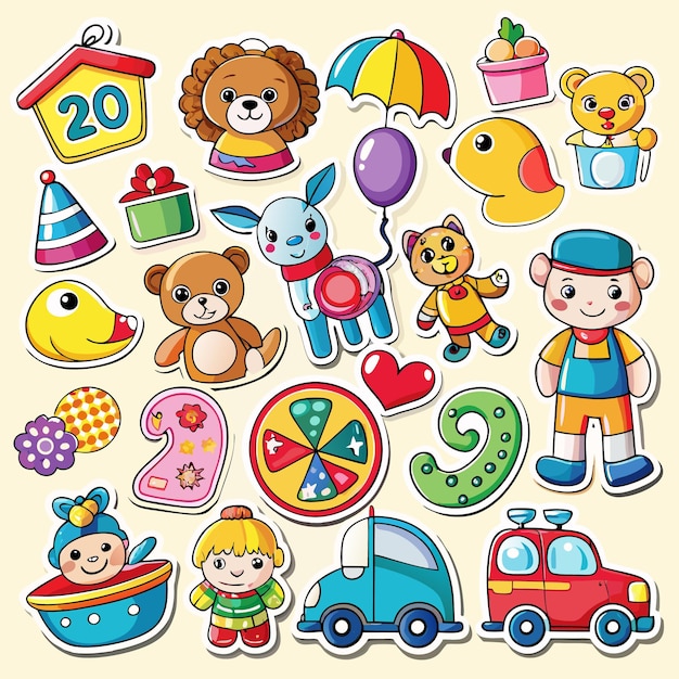 Kawaii Cartoon Stickers Adorable Space and Toy Characters