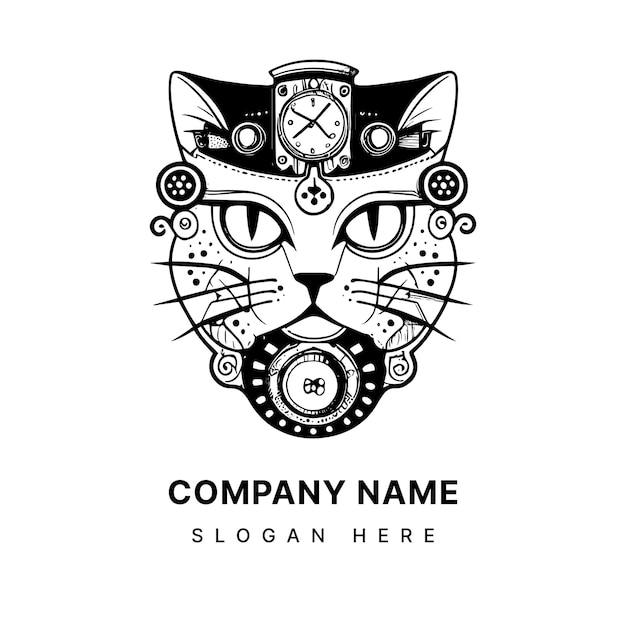 Kawaii Cat logo is a charmingly cute design illustration