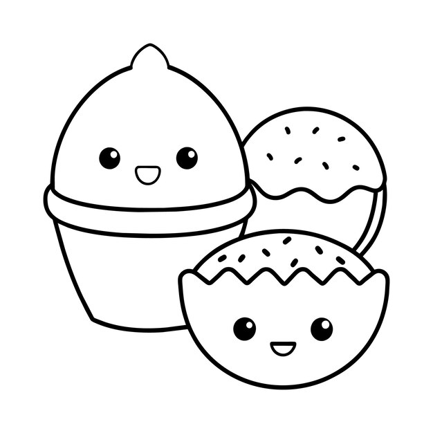 Kawaii coloring book illustration Food coloring pages