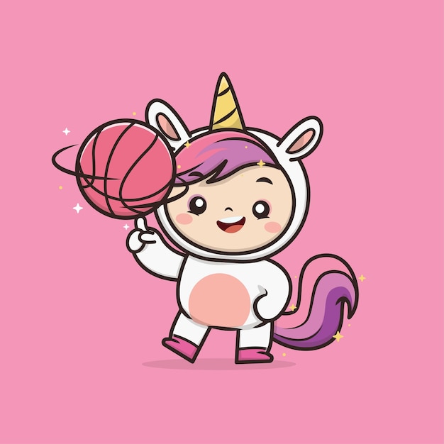 Kawaii Cute Animal Unicorn Icon mascot illustration