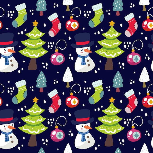 Kawaii cute Christmas seamless pattern background. Can use for fabric etc