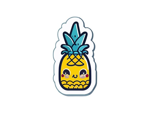 Kawaii cute Pineapple Vector flat fruit character illustration mascot design Isolated on white