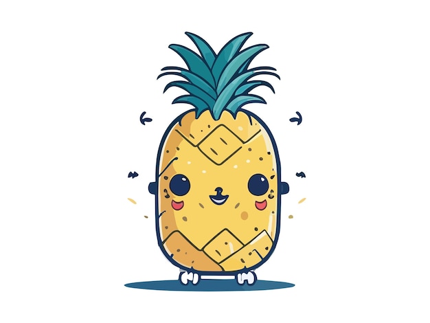 Kawaii cute Pineapple Vector flat fruit character illustration mascot design Isolated on white