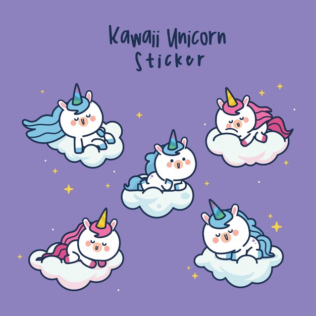 Kawaii cute unicorn character collection