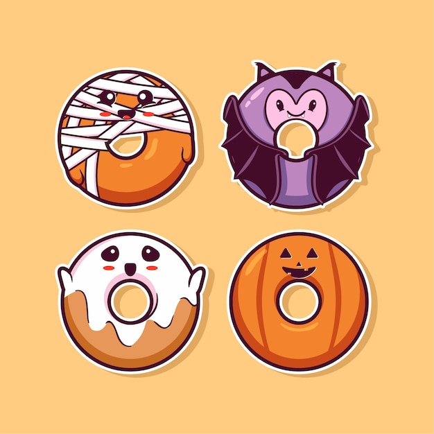 Kawaii donut happy halloween