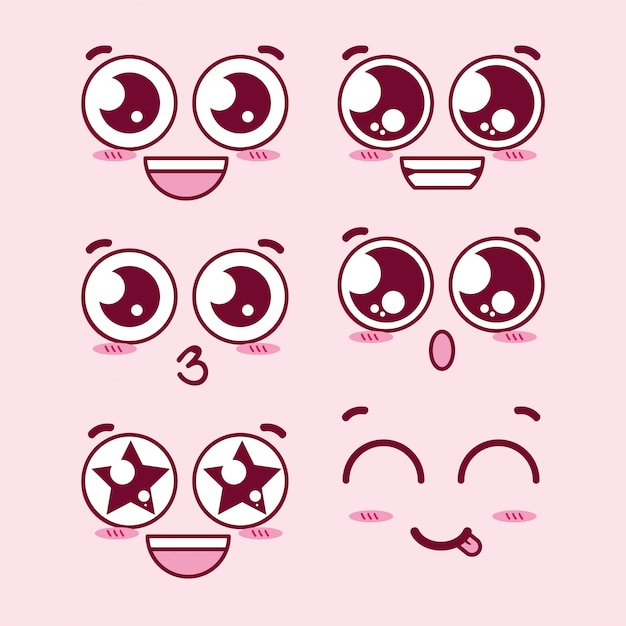 Kawaii eyes expression faces