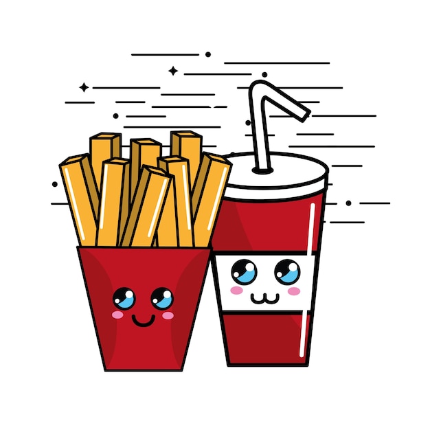 kawaii fast food icon adorable expression