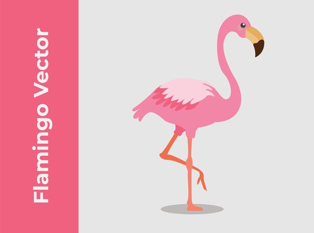 Kawaii Flamingo Vector Alphabet Letter F