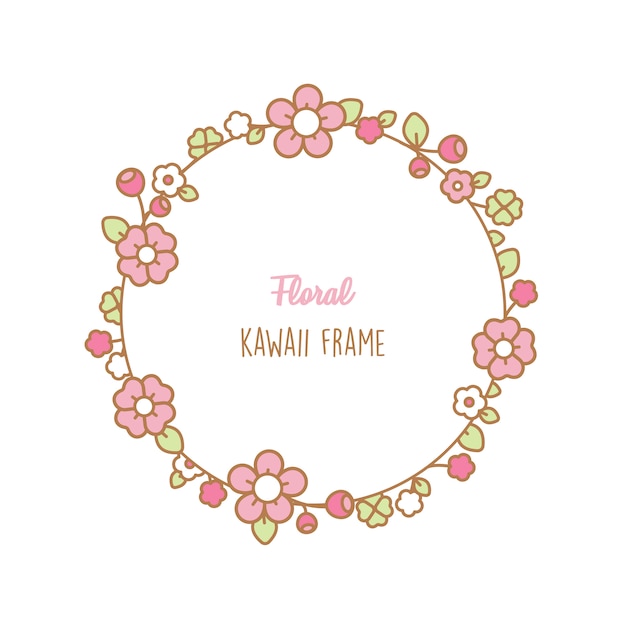 Kawaii flowers frame