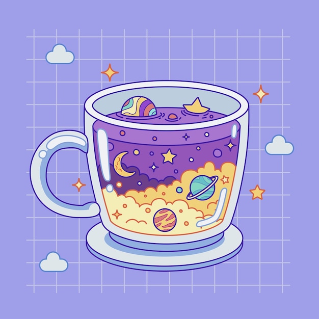 Vector kawaii food cup of tea