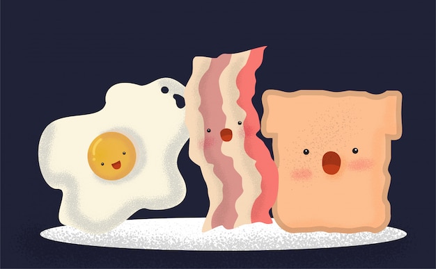 Kawaii fried egg,bacon and bread.