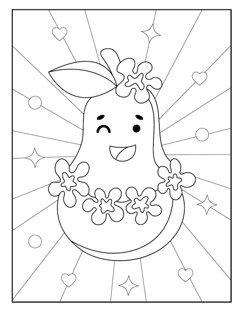 kawaii guava fruit coloring page