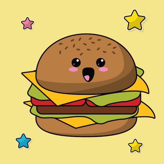 Kawaii hamburger food image 