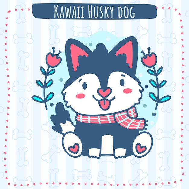 Kawaii husky dog vector