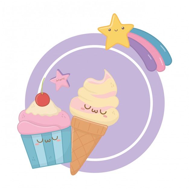 Kawaii of ice cream cartoon