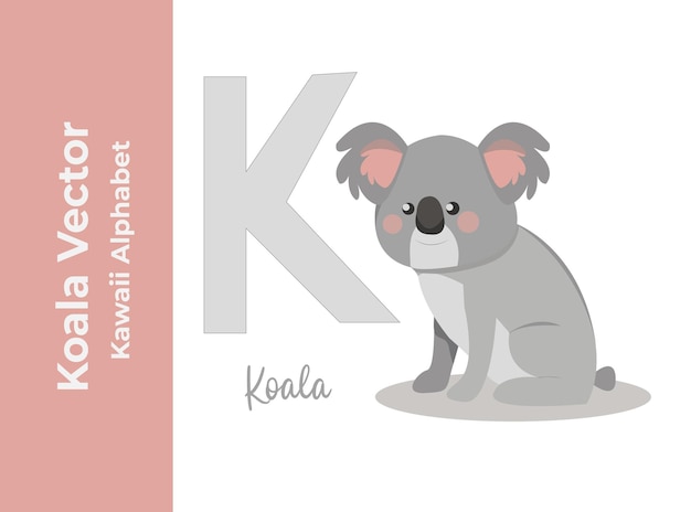 Kawaii Koala Vector Alphabet Letter K