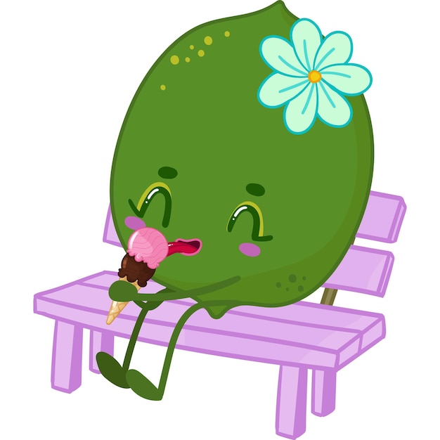 Kawaii lime character summer sticker