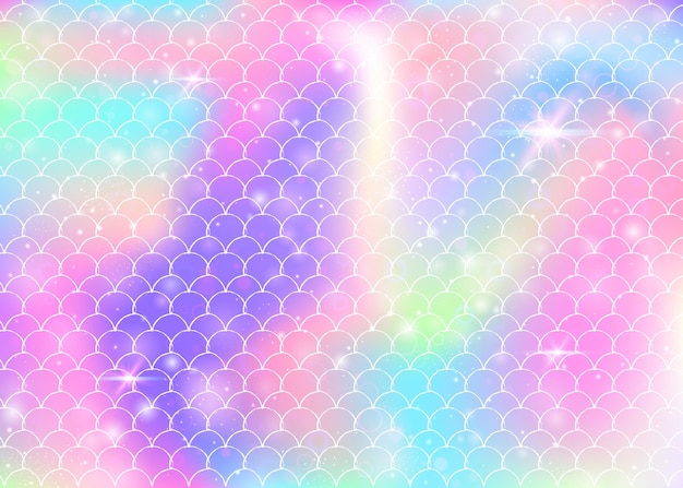 Kawaii mermaid background with princess rainbow scales pattern