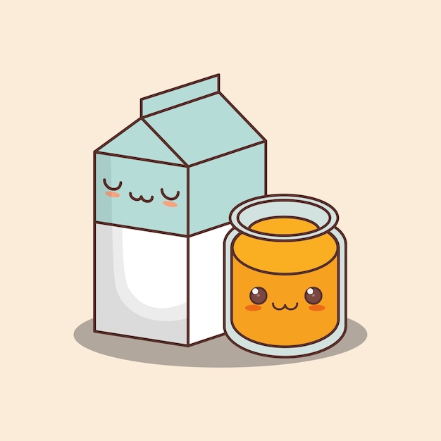 kawaii milk box and juice glass 