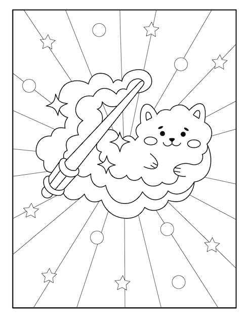 Kawaii monster cat coloring pages