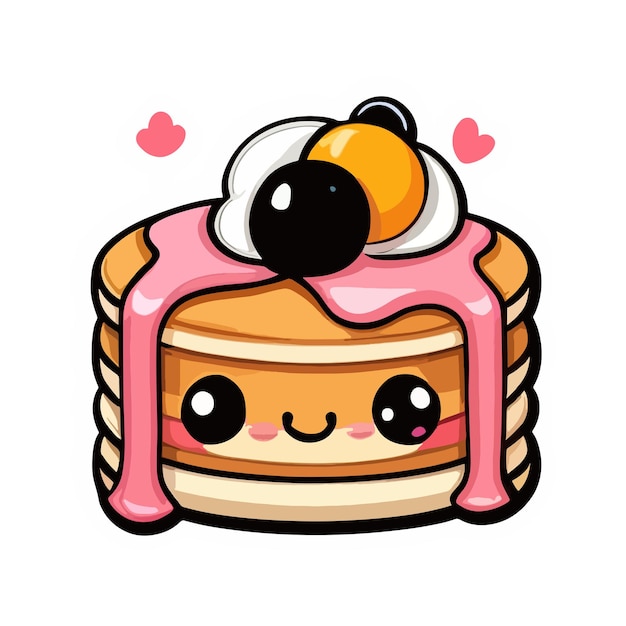 Kawaii pancakes clipart cartoon sticker style vector illustration