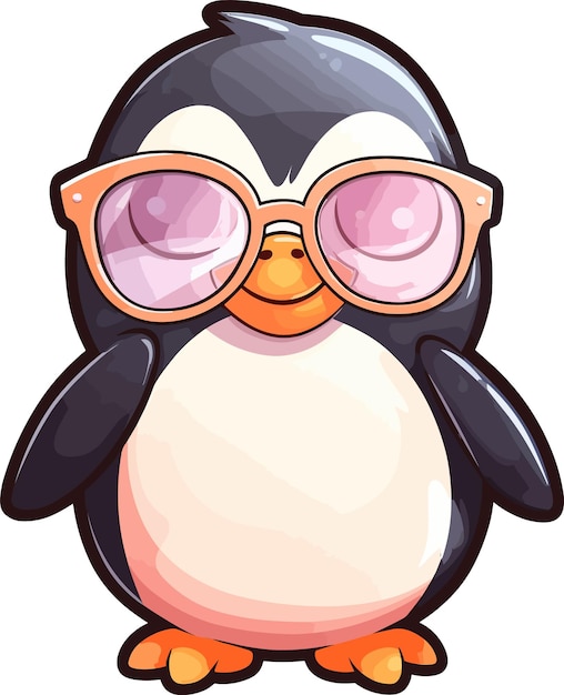 Kawaii Penguin wear sunglass sticker