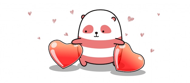  a kawaii pink panda with big hearts