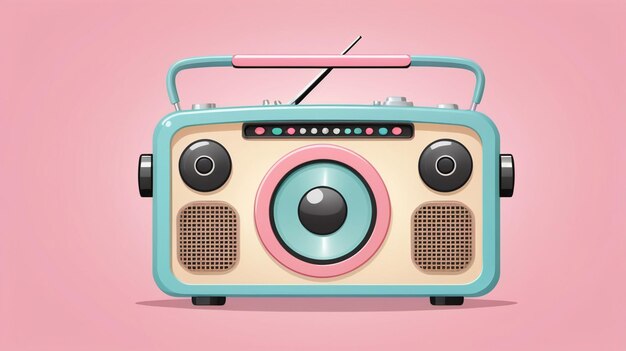 Vector kawaii radio vintage cartoon vector icon isolated